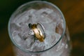 Wedding rings in ice water Royalty Free Stock Photo