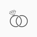 Wedding rings icon, ring, diamond ring, jewelry Royalty Free Stock Photo