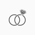 Wedding rings icon, ring, diamond ring, jewelry Royalty Free Stock Photo