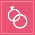 Wedding rings icon, flat design style. Jewelry vector illustration, engagement symbol Royalty Free Stock Photo