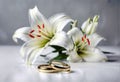 Wedding rings and lilies