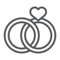 Wedding Rings line icon, valentine and holiday, engagement sign, vector graphics, a linear pattern on a white background Royalty Free Stock Photo