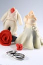 Wedding Rings and Miniature Couple Fondant Cake