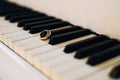 Wedding rings on the piano keys. Royalty Free Stock Photo