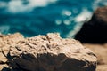 Wedding rings on the rocks near the sea Royalty Free Stock Photo