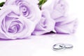 Wedding rings and roses