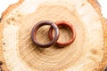 Wedding rings in rustic style