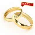 Wedding rings set of gold metal on white background isolated vector illustration Royalty Free Stock Photo