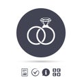 Wedding rings sign icon. Engagement symbol. Royalty Free Stock Photo