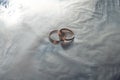 Wedding rings in the smoke. Wedding concept Royalty Free Stock Photo