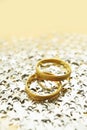 Wedding rings with stars Royalty Free Stock Photo