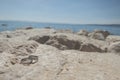 Wedding rings on a stone cliff Royalty Free Stock Photo