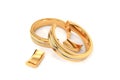 Wedding Rings symbolizing the divorce between two people Royalty Free Stock Photo