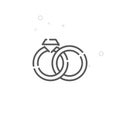 Wedding Rings Vector Line Icon, Symbol, Pictogram, Sign. Light Abstract Geometric Background. Editable Stroke Royalty Free Stock Photo