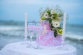 Wedding romatic dinner at seaside. Royalty Free Stock Photo