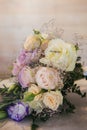 Wedding rose flower bouquet and rings Royalty Free Stock Photo
