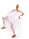 Wedding. Running bride funny woman in sport shoes Royalty Free Stock Photo