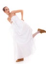 Wedding. Running bride funny woman in sport shoes Royalty Free Stock Photo