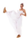 Wedding. Running bride funny woman in sport shoes Royalty Free Stock Photo