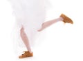Wedding. Running bride woman legs in sport shoes Royalty Free Stock Photo