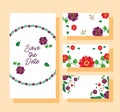 wedding save the date flowers banner or label Royalty Free Stock Photo