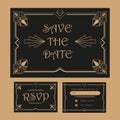 Wedding Save The Date and RSVP Card - Art Deco