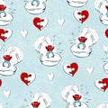 Wedding seamless pattern with line icons on white background. Wedding icons seamless pattern. Royalty Free Stock Photo