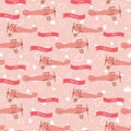Wedding seamless pattern with retro planes and wedding banner