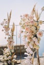 Wedding semi-arch stands on the observation deck