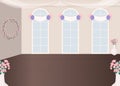 Wedding service hall flat color vector illustration