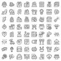 Wedding service icons set outline vector. Party catering