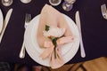 Wedding Serving Plate with Napkin and Flower