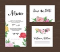 Wedding set. Menu, save the date, guest card.