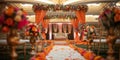 Wedding Setup With Orange and Pink Flowers Royalty Free Stock Photo