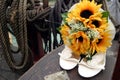 Wedding shoes and bouquet