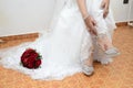 Wedding shoes with wedding bouquet
