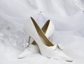 Wedding shoes on bridal dress