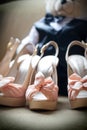 Wedding Shoes High Heels stuffed bear Royalty Free Stock Photo