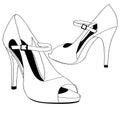 Wedding shoes high heels vector eps Hand drawn, Vector, Eps, Logo, Icon, silhouette Illustration by crafteroks for different uses. Royalty Free Stock Photo