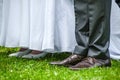 Wedding shoes and legs detail Royalty Free Stock Photo