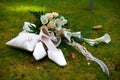 Wedding shoes rings and bouquet