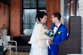 wedding shooting indoors, the bride and groom just got married