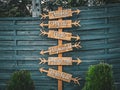 Wedding signpost, arrows, standing sign, wedding decoration.