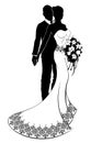 Wedding Silhouette Bride and Groom Bouquet Royalty Free Stock Photo