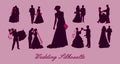 Wedding silhouettes,silhouettes of a groom and a bride