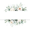 Wedding silver dollar eucalyptus horizontal vector design banner Royalty Free Stock Photo