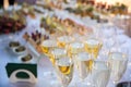 Wedding snacks. Big festive table Royalty Free Stock Photo