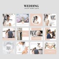 Wedding sosial media kit collection vector illustration