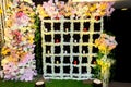 Wedding stage with artificial candles and flowers