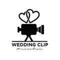 Wedding Studio Movie Video Film Production with diamond ring logo design vector icon illustration Royalty Free Stock Photo